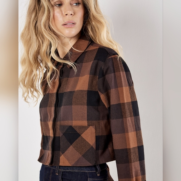 Plaid Button-Up Women's Top - Picture 2 of 6